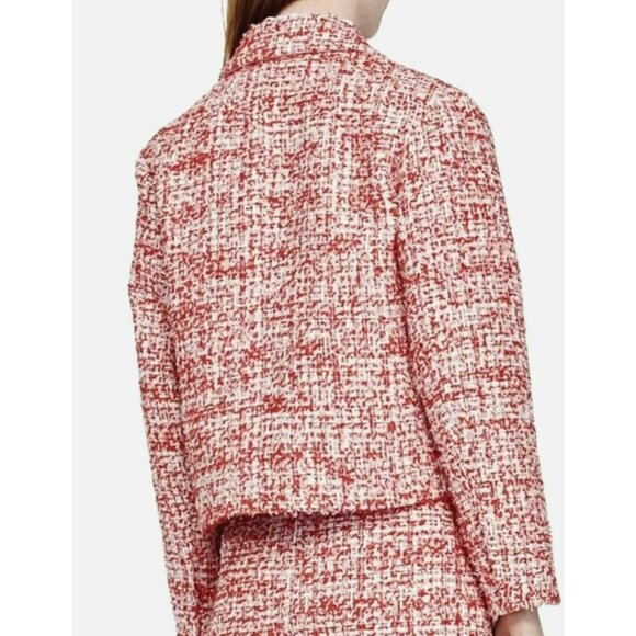 Sandro $580 Red Tweed Cropped Blazer Jacket Evening NWT Size 10 - Picture 2 of 9